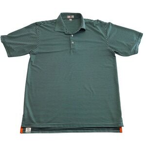 Peter Millar Polo Shirt Mens XL Mint Green Navy Blue Striped Summer Comfort Golf